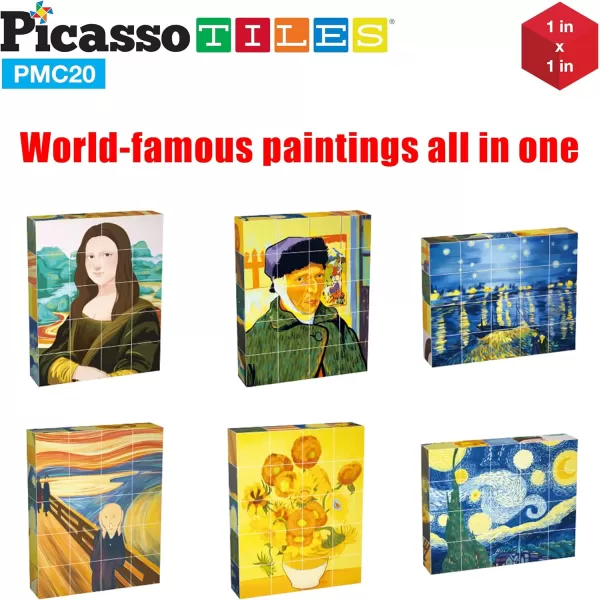 PicassoTiles 8 Styles Wooden Burr Cube  Popular Art Magnetic Puzzle Cubes Interlocking Sensory Toys Ball and Barrels Logic Skill Puzzle Brain Teaser Game Van Gogh Puzzle Mona Lisa Hand PuzzlePicassoTiles 8 Styles Wooden Burr Cube  Popular Art Magnetic Puzzle Cubes Interlocking Sensory Toys Ball and Barrels Logic Skill Puzzle Brain Teaser Game Van Gogh Puzzle Mona Lisa Hand Puzzle