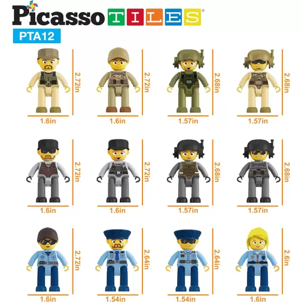 PicassoTiles 80pc School Hospital Police Station 3in1 Theme Magnet Self Adhesive Backing StickOn Puzzle Graphic Kit and Overlay Maps for Magnetic Building Blocks STEM Learning Construction ToyLaw Enforcement