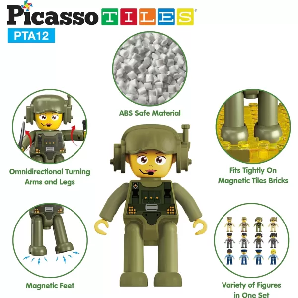 PicassoTiles 80pc School Hospital Police Station 3in1 Theme Magnet Self Adhesive Backing StickOn Puzzle Graphic Kit and Overlay Maps for Magnetic Building Blocks STEM Learning Construction ToyLaw Enforcement