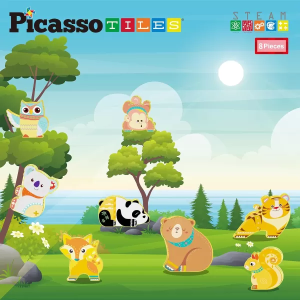 PicassoTiles 8pc Magnet Tile Building Blocks 8 Magnets Forest Animal Action Figures Compatible Magnetic Accessory Tiles Construction Toy Set STEM Educational Learning Toddler Girls Boys Ages 3 PTA26PicassoTiles 8pc Magnet Tile Building Blocks 8 Magnets Forest Animal Action Figures Compatible Magnetic Accessory Tiles Construction Toy Set STEM Educational Learning Toddler Girls Boys Ages 3 PTA26