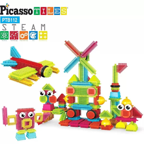 PicassoTiles Bristle Shape Building Blocks Tiles Set 112pcs116pcs with Idea Book 4 Action Figure Characters 4 Decorative Eyes STEM STEAM Learning Kit Playset Dish Washer Safe for Boys Girls 3PicassoTiles Bristle Shape Building Blocks Tiles Set 112pcs116pcs with Idea Book 4 Action Figure Characters 4 Decorative Eyes STEM STEAM Learning Kit Playset Dish Washer Safe for Boys Girls 3