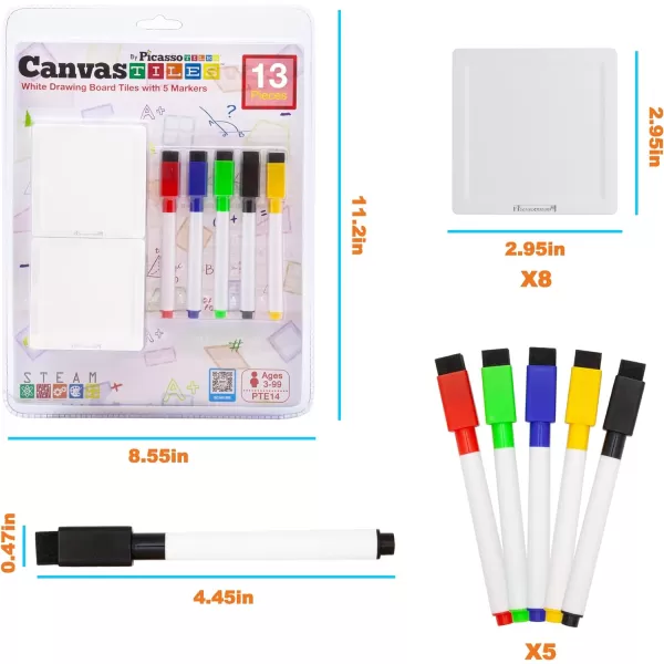 PicassoTiles Canvas Tiles 13 Piece Whiteboard with 8 Magnetic Building Tiles amp 5 Marker Pens Expansion Construction Blocks STEAM Learning Kits Educational Toy Set Preschool Toddler Child Kids Ages 3PicassoTiles Canvas Tiles 13 Piece Whiteboard with 8 Magnetic Building Tiles amp 5 Marker Pens Expansion Construction Blocks STEAM Learning Kits Educational Toy Set Preschool Toddler Child Kids Ages 3