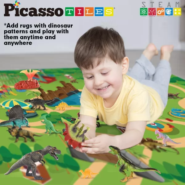 PicassoTiles Dinosaur Play Mat Toys 32pc Dino Playset STEM Activity Learning Kit STEAM Toy with Educational Book 21 Action Figures TRex Triceratops Velociraptor Trees Rocks for Kids 3 PTD11PicassoTiles Dinosaur Play Mat Toys 32pc Dino Playset STEM Activity Learning Kit STEAM Toy with Educational Book 21 Action Figures TRex Triceratops Velociraptor Trees Rocks for Kids 3 PTD11