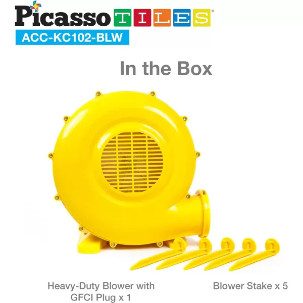 PicassoTiles ETL Certified Inflatable Bounce House Bouncy Castle 580 Watt Air Blower Pump Fan w 25ft Cable Length UL Certified GFCI Plug TopMounted Handle amp 4 Stakes for Bouncing House Jump SlidePicassoTiles ETL Certified Inflatable Bounce House Bouncy Castle 580 Watt Air Blower Pump Fan w 25ft Cable Length UL Certified GFCI Plug TopMounted Handle amp 4 Stakes for Bouncing House Jump Slide