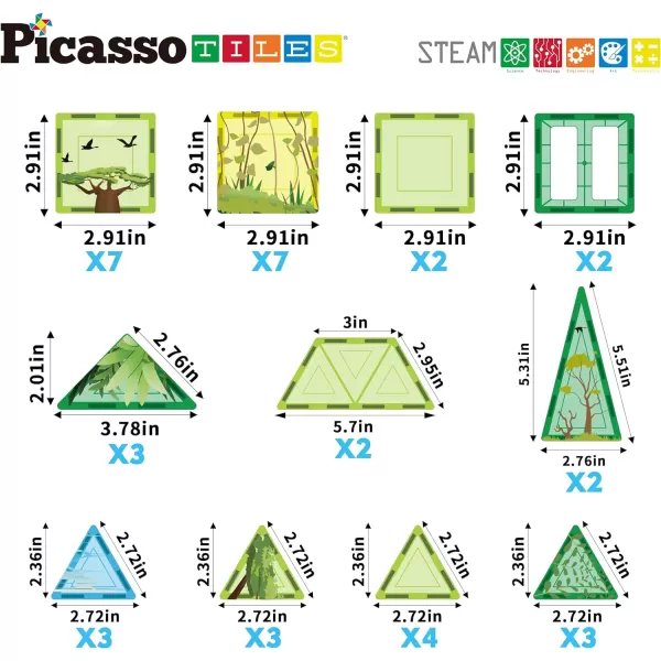 PicassoTiles Magnet Tile Building Blocks Farm Animal Toy Set with 8 Character Action Figures Magnetic Tiles STEM Learning Kit Playset Educational Pretend Play Preschool Toddler Child Kid Age 3 PTQ17Safari