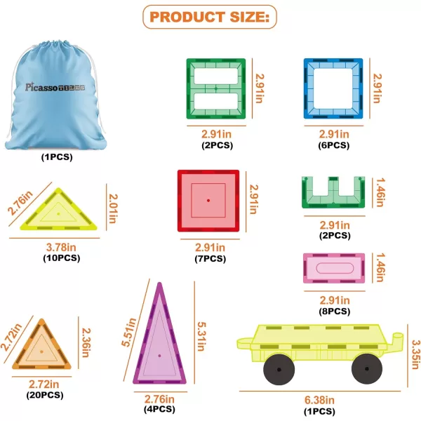 PicassoTiles Magnet Tile Building Blocks with Car Base Drawstring Storage Travel Bag Carry Case Magnetic Tiles Construction Toy STEM Learning Educational Kit Sensory Playset Preschool Kids 3 PC61PicassoTiles Magnet Tile Building Blocks with Car Base Drawstring Storage Travel Bag Carry Case Magnetic Tiles Construction Toy STEM Learning Educational Kit Sensory Playset Preschool Kids 3 PC61