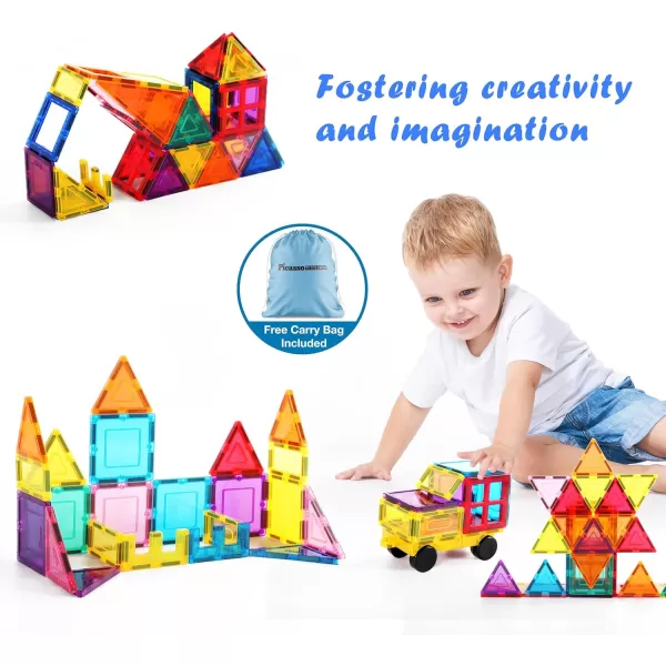 PicassoTiles Magnet Tile Building Blocks with Car Base Drawstring Storage Travel Bag Carry Case Magnetic Tiles Construction Toy STEM Learning Educational Kit Sensory Playset Preschool Kids 3 PC61PicassoTiles Magnet Tile Building Blocks with Car Base Drawstring Storage Travel Bag Carry Case Magnetic Tiles Construction Toy STEM Learning Educational Kit Sensory Playset Preschool Kids 3 PC61
