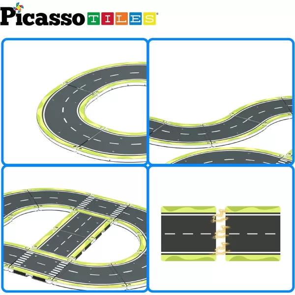 PicassoTiles Magnet Tile Car Track Adventure Theme Printed Street Road Runway Speedway Highway Magnetic Building Tiles Block Construction Pretend Play Playset STEM Education Learning Kit Kids 3 PTE16PicassoTiles Magnet Tile Car Track Adventure Theme Printed Street Road Runway Speedway Highway Magnetic Building Tiles Block Construction Pretend Play Playset STEM Education Learning Kit Kids 3 PTE16