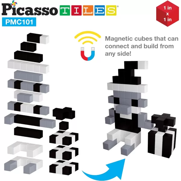 PicassoTiles Magnetic Puzzle Cube Black and White  102pc  103pc 1 102pcs 103pcs Mix amp Match Cubes Sensory Toys STEAM Education Learning Building Block Construction Set Free Ideabook with 53 IdeasPicassoTiles Magnetic Puzzle Cube Black and White  102pc  103pc 1 102pcs 103pcs Mix amp Match Cubes Sensory Toys STEAM Education Learning Building Block Construction Set Free Ideabook with 53 Ideas