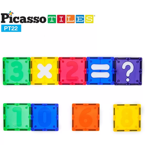 PicassoTiles PT22 Magnetic Building Blocks 22pc Numerical Magnet Tiles Educational Kit Toy Set 3D Clear Color Stacking Block STEM Playboard Novelty Game wNumbers Roman Numerals and Math SymbolsPicassoTiles PT22 Magnetic Building Blocks 22pc Numerical Magnet Tiles Educational Kit Toy Set 3D Clear Color Stacking Block STEM Playboard Novelty Game wNumbers Roman Numerals and Math Symbols