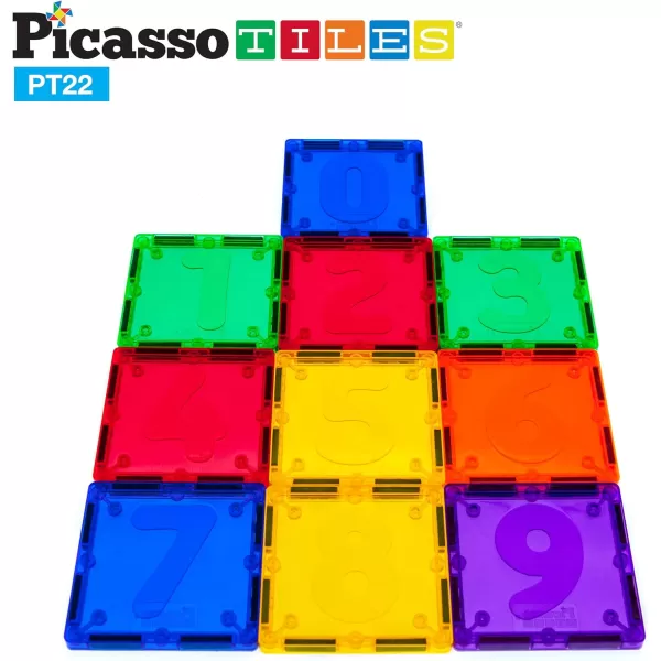 PicassoTiles PT22 Magnetic Building Blocks 22pc Numerical Magnet Tiles Educational Kit Toy Set 3D Clear Color Stacking Block STEM Playboard Novelty Game wNumbers Roman Numerals and Math SymbolsPicassoTiles PT22 Magnetic Building Blocks 22pc Numerical Magnet Tiles Educational Kit Toy Set 3D Clear Color Stacking Block STEM Playboard Novelty Game wNumbers Roman Numerals and Math Symbols