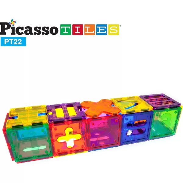 PicassoTiles PT22 Magnetic Building Blocks 22pc Numerical Magnet Tiles Educational Kit Toy Set 3D Clear Color Stacking Block STEM Playboard Novelty Game wNumbers Roman Numerals and Math SymbolsPicassoTiles PT22 Magnetic Building Blocks 22pc Numerical Magnet Tiles Educational Kit Toy Set 3D Clear Color Stacking Block STEM Playboard Novelty Game wNumbers Roman Numerals and Math Symbols