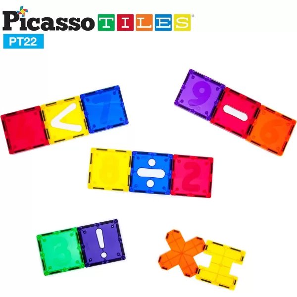 PicassoTiles PT22 Magnetic Building Blocks 22pc Numerical Magnet Tiles Educational Kit Toy Set 3D Clear Color Stacking Block STEM Playboard Novelty Game wNumbers Roman Numerals and Math SymbolsPicassoTiles PT22 Magnetic Building Blocks 22pc Numerical Magnet Tiles Educational Kit Toy Set 3D Clear Color Stacking Block STEM Playboard Novelty Game wNumbers Roman Numerals and Math Symbols