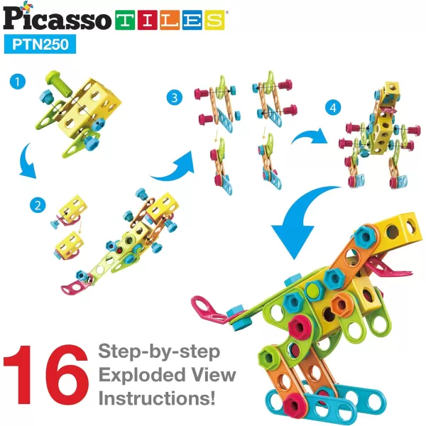 PicassoTiles STEM Engineering Kit 250 Pieces  152 Pieces  201 Pieces Building Blocks Children Early Education Playset Free IdeaBook Design Guide Storage Carry Box Power Drill Clickable RatchetPicassoTiles STEM Engineering Kit 250 Pieces  152 Pieces  201 Pieces Building Blocks Children Early Education Playset Free IdeaBook Design Guide Storage Carry Box Power Drill Clickable Ratchet
