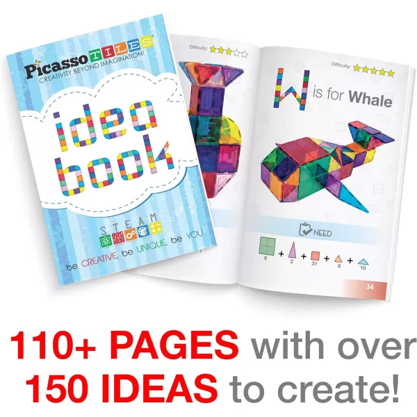 PicassoTiles STEM Learning Idea Book  70 Piece Marble Run Race Track Over 150 Ideas 110 Pages of Unique Innovative Creations Magnetic Tiles Magnet Building Block Educational Construction Toy SetPicassoTiles STEM Learning Idea Book  70 Piece Marble Run Race Track Over 150 Ideas 110 Pages of Unique Innovative Creations Magnetic Tiles Magnet Building Block Educational Construction Toy Set