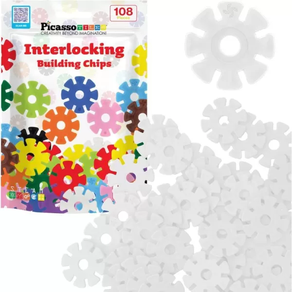 PicassoTiles Building Chip Interlocking Disc Construction Blocks in White Color STEM Learning Early Education Toy Engineering Playset Child Brain Development for Toddlers Girls Boys Kids Age 3 PTF108PicassoTiles Building Chip Interlocking Disc Construction Blocks in White Color STEM Learning Early Education Toy Engineering Playset Child Brain Development for Toddlers Girls Boys Kids Age 3 PTF108