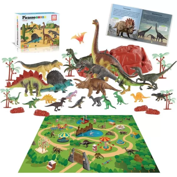 PicassoTiles Dinosaur Play Mat Toys 32pc Dino Playset STEM Activity Learning Kit STEAM Toy with Educational Book 21 Action Figures TRex Triceratops Velociraptor Trees Rocks for Kids 3 PTD11PicassoTiles Dinosaur Play Mat Toys 32pc Dino Playset STEM Activity Learning Kit STEAM Toy with Educational Book 21 Action Figures TRex Triceratops Velociraptor Trees Rocks for Kids 3 PTD11