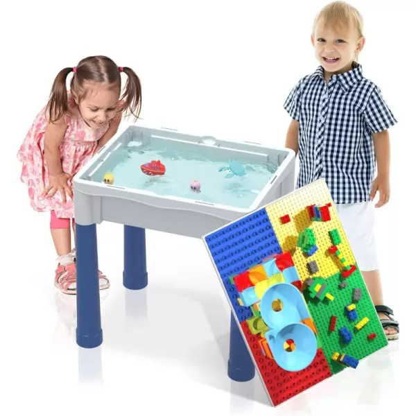 PicassoTiles Kids Activity Center Play Table amp Study Desk Set Sandbox Water Tight Container Storage Allin1 STEM Toy Kit Playset with 331pc Dual Size Building Bricks Construction Blocks Marble RunPBT330