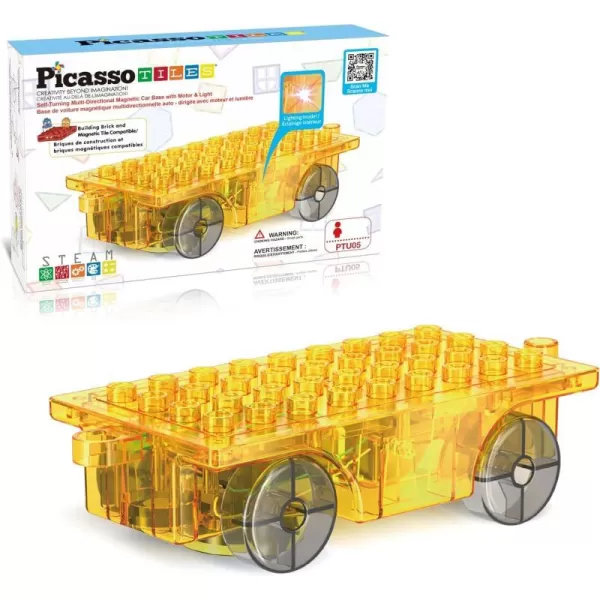 PicassoTiles Magnet Tile Motorized Car Base Self Turning Omnidirectional Truck with Light And Motor Playset Magnetic Tiles Construction Building Blocks Compatible STEM Learning Preschool Ages 3 PTU05PicassoTiles Magnet Tile Motorized Car Base Self Turning Omnidirectional Truck with Light And Motor Playset Magnetic Tiles Construction Building Blocks Compatible STEM Learning Preschool Ages 3 PTU05