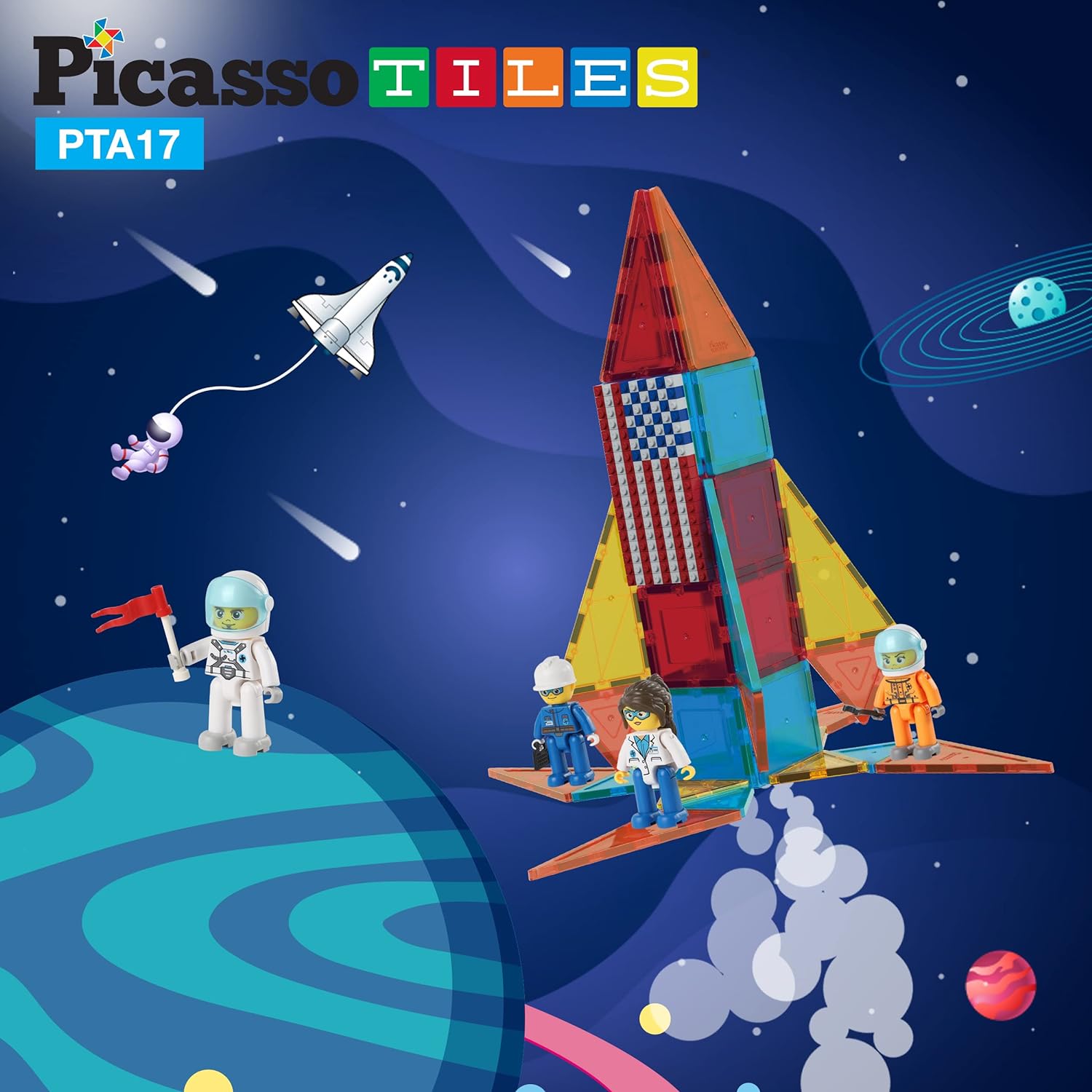 Picasso Toys Magnetic Character Action Figures 4 Piece Astronaut for Building Block Tile Toddler Toy Set Magnet Expansion Pack Age 3 and up Educational STEM Learning Pretend Playset Construction PTA17Picasso Toys Magnetic Character Action Figures 4 Piece Astronaut for Building Block Tile Toddler Toy Set Magnet Expansion Pack Age 3 and up Educational STEM Learning Pretend Playset Construction PTA17