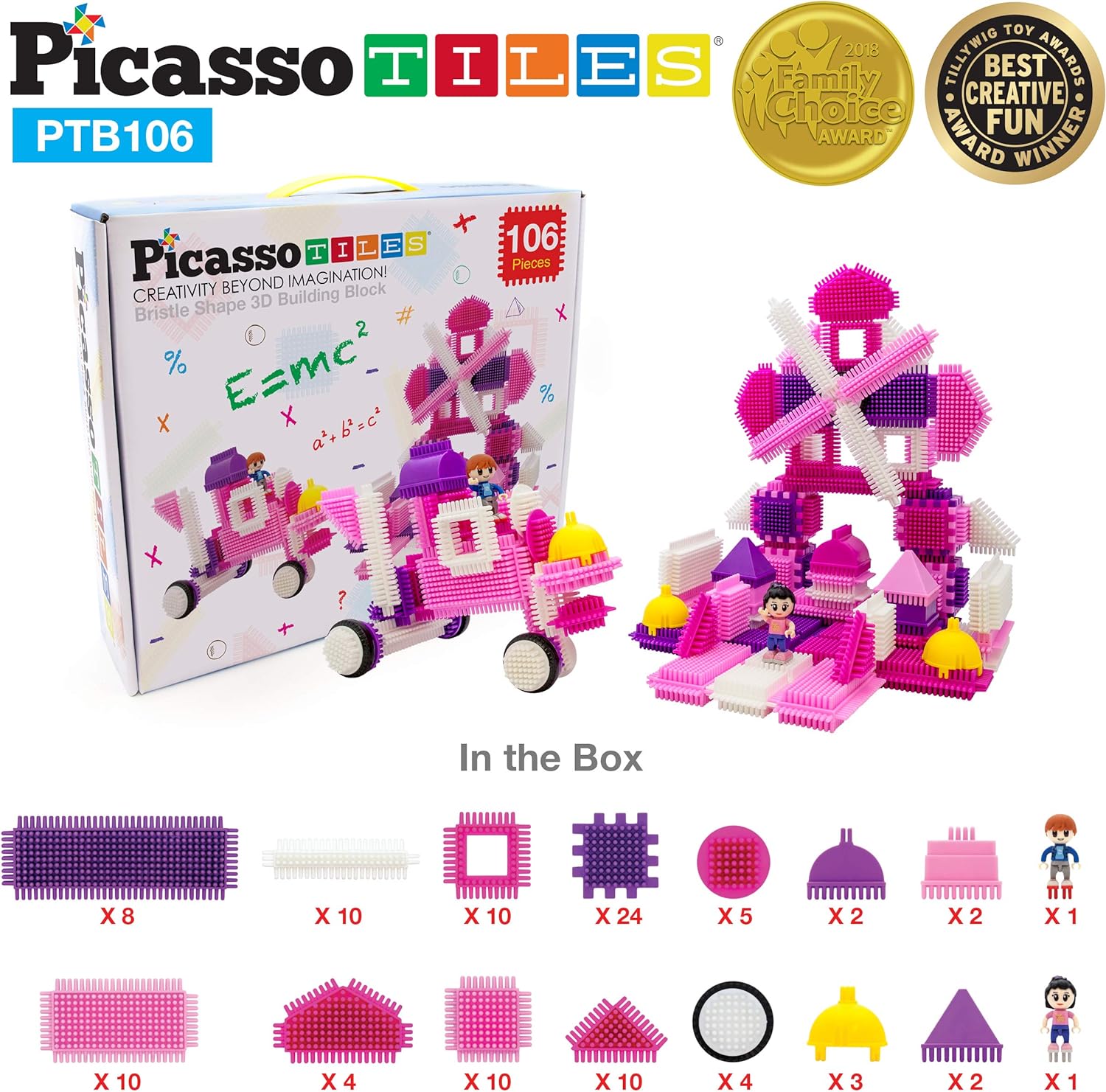 Picasso Toys PTB106 106pcs Hedgehog Block Building Blocks Tiles Pink Castle Theme Set wHuman Figures Learning Playset STEM Toy Set Educational Kit Child Brain Development Preschool Kindergarten ToyPicasso Toys PTB106 106pcs Hedgehog Block Building Blocks Tiles Pink Castle Theme Set wHuman Figures Learning Playset STEM Toy Set Educational Kit Child Brain Development Preschool Kindergarten Toy