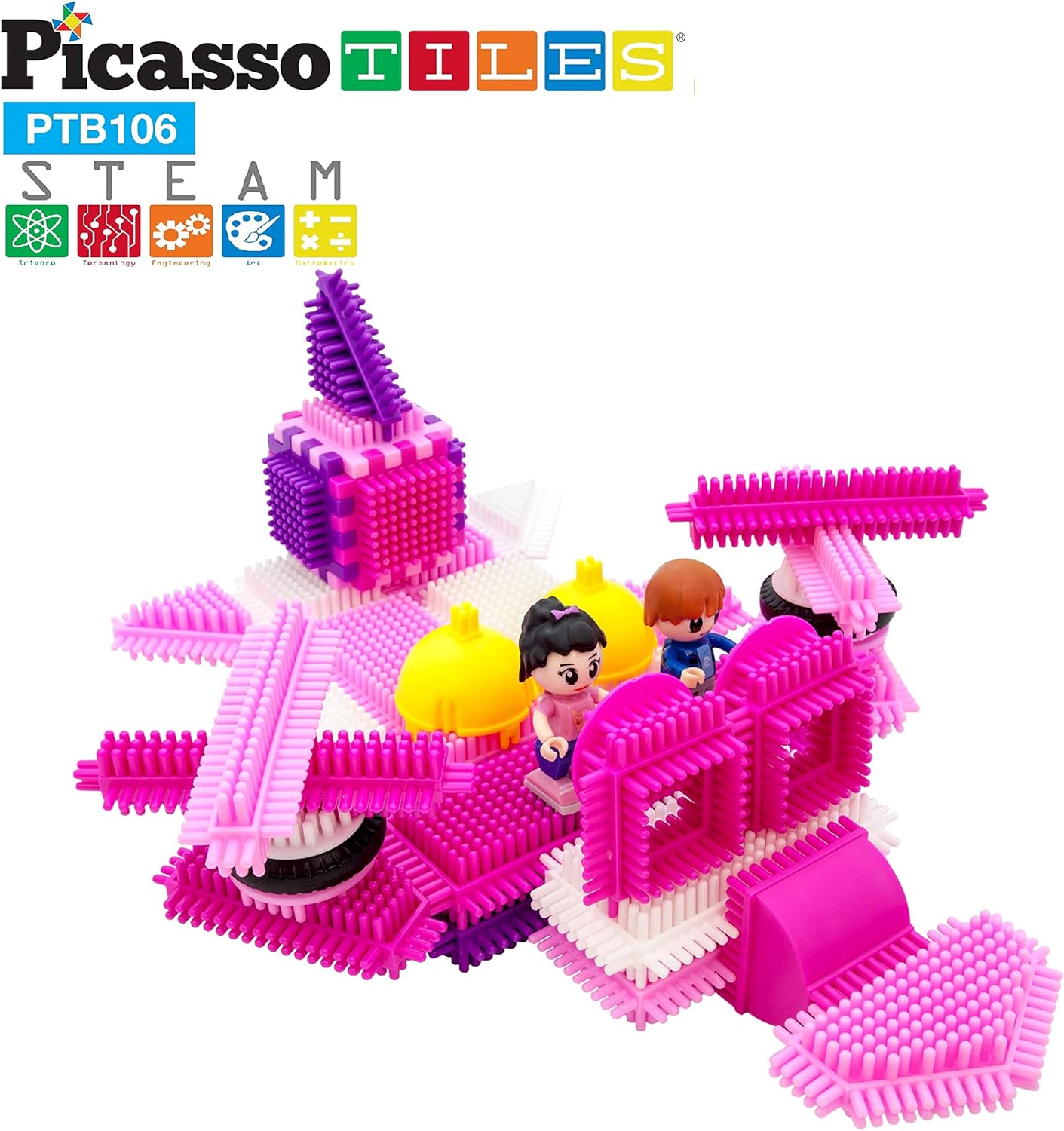 Picasso Toys PTB106 106pcs Hedgehog Block Building Blocks Tiles Pink Castle Theme Set wHuman Figures Learning Playset STEM Toy Set Educational Kit Child Brain Development Preschool Kindergarten ToyPicasso Toys PTB106 106pcs Hedgehog Block Building Blocks Tiles Pink Castle Theme Set wHuman Figures Learning Playset STEM Toy Set Educational Kit Child Brain Development Preschool Kindergarten Toy