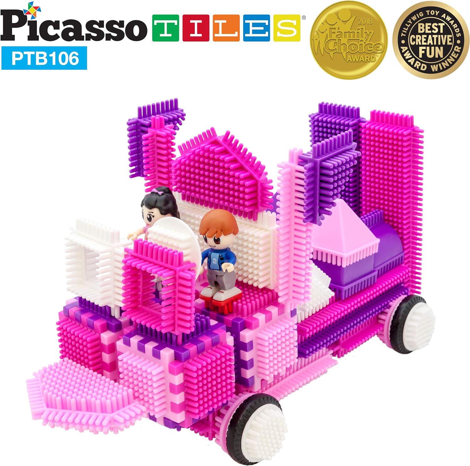 Picasso Toys PTB106 106pcs Hedgehog Block Building Blocks Tiles Pink Castle Theme Set wHuman Figures Learning Playset STEM Toy Set Educational Kit Child Brain Development Preschool Kindergarten ToyPicasso Toys PTB106 106pcs Hedgehog Block Building Blocks Tiles Pink Castle Theme Set wHuman Figures Learning Playset STEM Toy Set Educational Kit Child Brain Development Preschool Kindergarten Toy