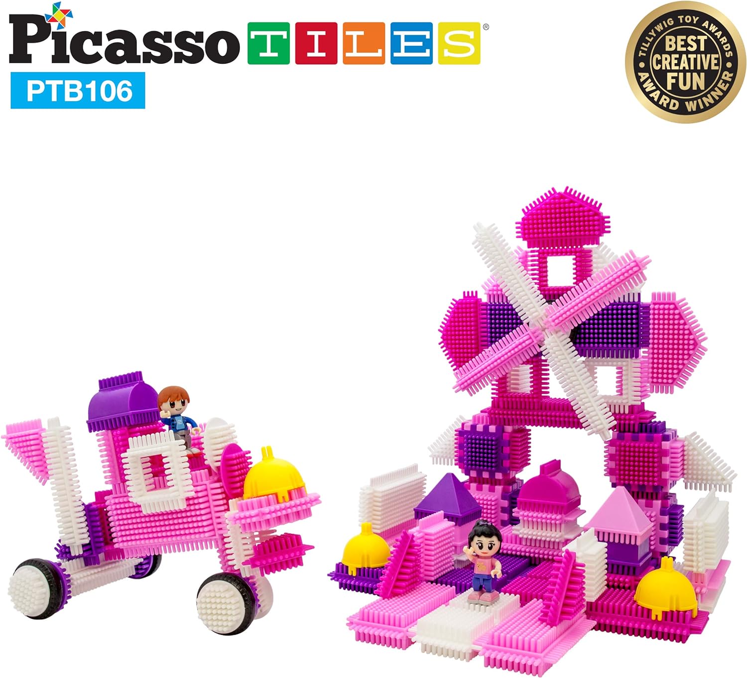 Picasso Toys PTB106 106pcs Hedgehog Block Building Blocks Tiles Pink Castle Theme Set wHuman Figures Learning Playset STEM Toy Set Educational Kit Child Brain Development Preschool Kindergarten ToyPicasso Toys PTB106 106pcs Hedgehog Block Building Blocks Tiles Pink Castle Theme Set wHuman Figures Learning Playset STEM Toy Set Educational Kit Child Brain Development Preschool Kindergarten Toy