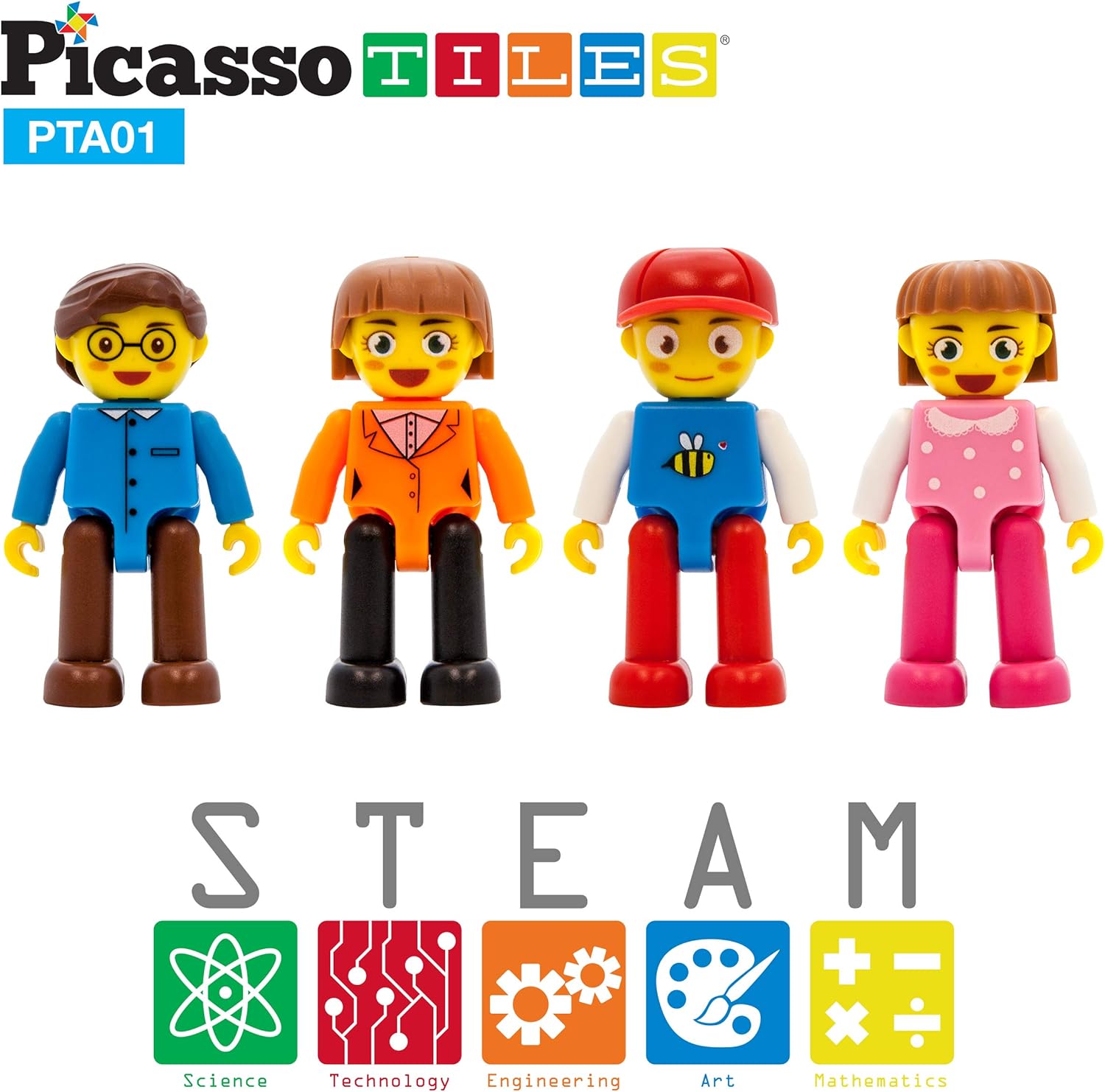 PicassoTiles 100pcs Magnet Tiles  Magnetic 4 Action Figures 3D Building Blocks Construction Playboards Family Toddler Toy Expansion Pack Educational Addon STEM Learning Kit Child DevelopmentPicassoTiles 100pcs Magnet Tiles  Magnetic 4 Action Figures 3D Building Blocks Construction Playboards Family Toddler Toy Expansion Pack Educational Addon STEM Learning Kit Child Development