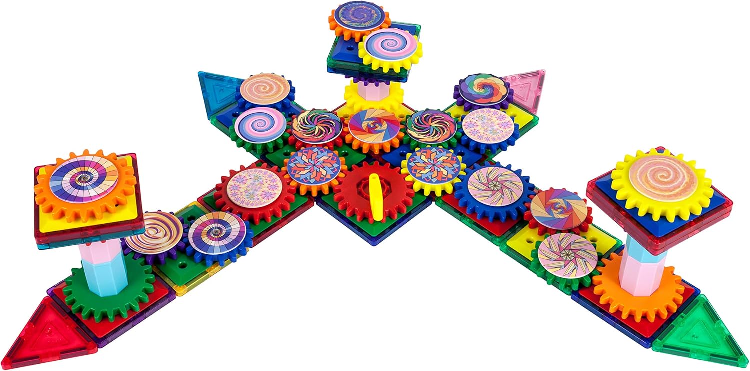PicassoTiles 101 Master Builder Magnetic Building Block Toy Set Construction Magnet Tile Blocks Education Toys with 22 Optical Illusion Spinning Disk 27 Gear Wheels and Engineering Columns PTW101PicassoTiles 101 Master Builder Magnetic Building Block Toy Set Construction Magnet Tile Blocks Education Toys with 22 Optical Illusion Spinning Disk 27 Gear Wheels and Engineering Columns PTW101