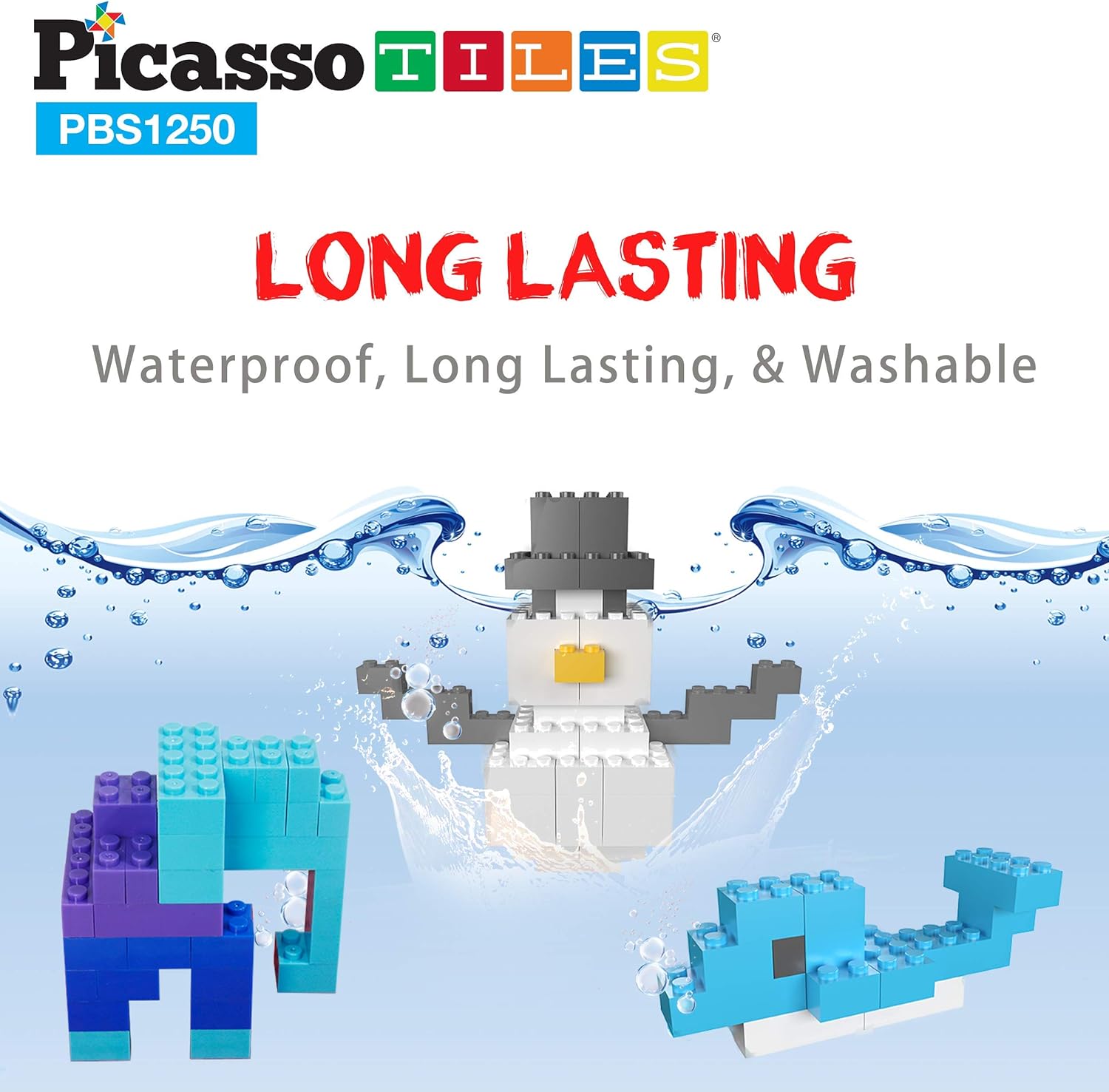 PicassoTiles 150 Piece Large Construction Brick Building Blocks STEM Bricks Toy Set Creative Learning Early Education Playset 5 Colors 4 Unique Shapes Mix amp Match Toys for Kids Boys Girls Child Age 3PBS1250