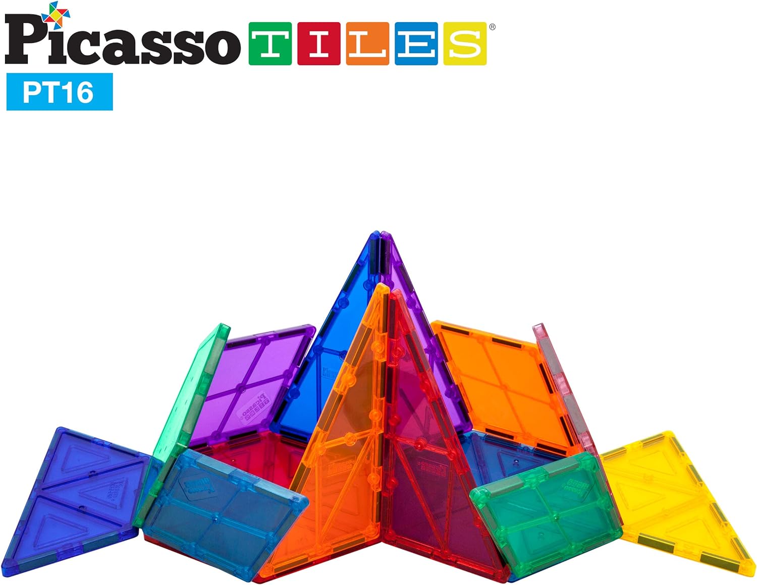 PicassoTiles 16 Piece Magnetic Building Block Set Geometry Shape Magnet Tiles Construction Toy STEM Learning Kit Educational Playset Playboard Pretend Play Stacking Blocks Child Brain Development PT16PicassoTiles 16 Piece Magnetic Building Block Set Geometry Shape Magnet Tiles Construction Toy STEM Learning Kit Educational Playset Playboard Pretend Play Stacking Blocks Child Brain Development PT16