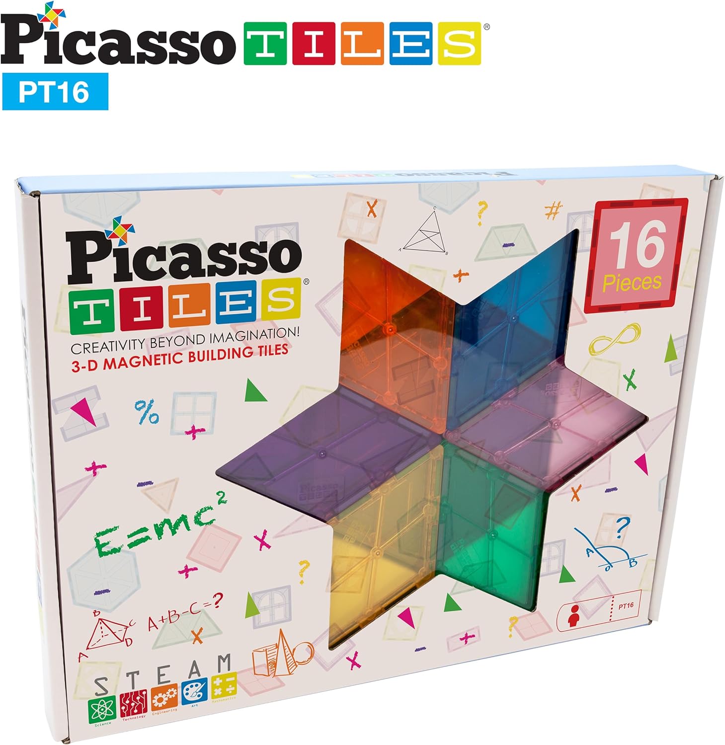PicassoTiles 16 Piece Magnetic Building Block Set Geometry Shape Magnet Tiles Construction Toy STEM Learning Kit Educational Playset Playboard Pretend Play Stacking Blocks Child Brain Development PT16PicassoTiles 16 Piece Magnetic Building Block Set Geometry Shape Magnet Tiles Construction Toy STEM Learning Kit Educational Playset Playboard Pretend Play Stacking Blocks Child Brain Development PT16