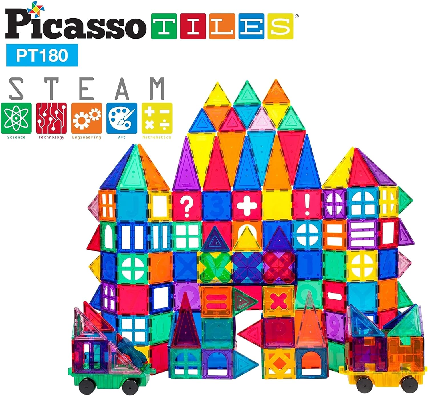 PicassoTiles 180PC Deluxe Magnetic Tiles  12PC Mirror Building Blocks Expansion Bundle STEAM Learning amp Educational Sensory Playset for Preschool and Kindergarten Kids Ages 3 Great Gift IdeaPicassoTiles 180PC Deluxe Magnetic Tiles  12PC Mirror Building Blocks Expansion Bundle STEAM Learning amp Educational Sensory Playset for Preschool and Kindergarten Kids Ages 3 Great Gift Idea