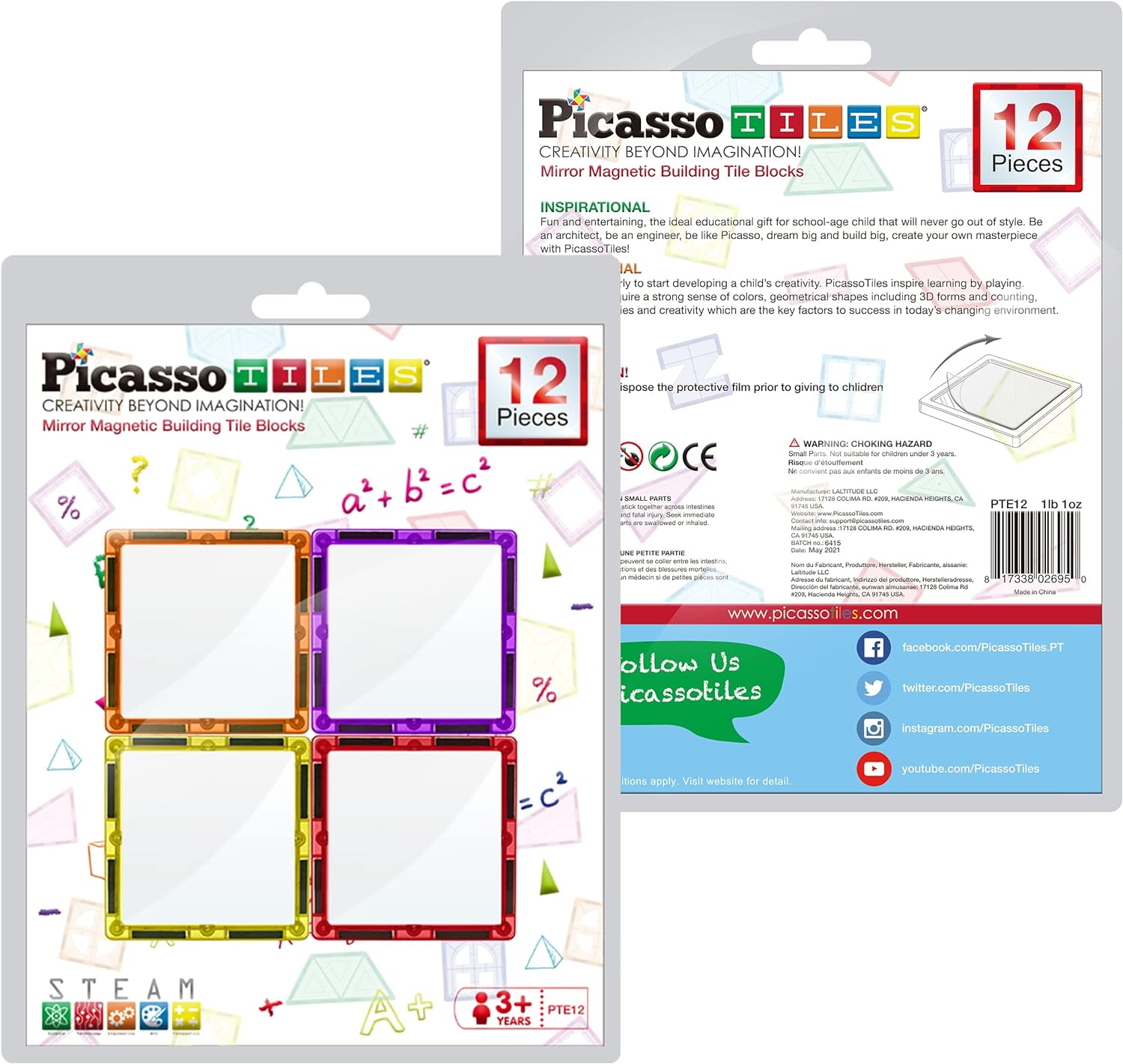 PicassoTiles 180PC Deluxe Magnetic Tiles  12PC Mirror Building Blocks Expansion Bundle STEAM Learning amp Educational Sensory Playset for Preschool and Kindergarten Kids Ages 3 Great Gift IdeaPicassoTiles 180PC Deluxe Magnetic Tiles  12PC Mirror Building Blocks Expansion Bundle STEAM Learning amp Educational Sensory Playset for Preschool and Kindergarten Kids Ages 3 Great Gift Idea