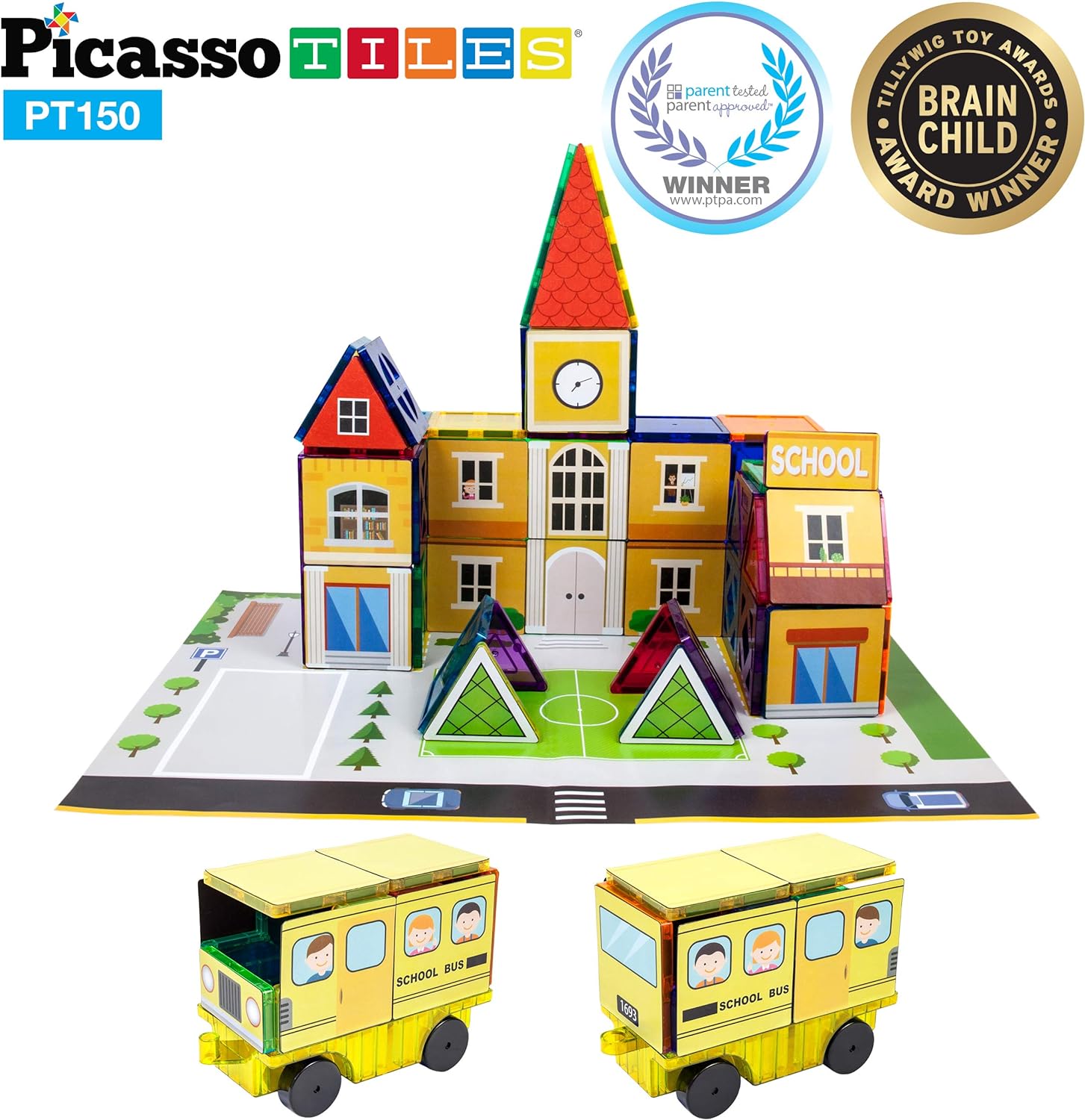 PicassoTiles 26pc Magnet Tiles  School Hospital Police Station 3D Building Block 3in1 Theme Set Magnet Self Adhesive Backing StickOn Sheet Combo with Car STEM Magnet Building Block PlaysetPicassoTiles 26pc Magnet Tiles  School Hospital Police Station 3D Building Block 3in1 Theme Set Magnet Self Adhesive Backing StickOn Sheet Combo with Car STEM Magnet Building Block Playset