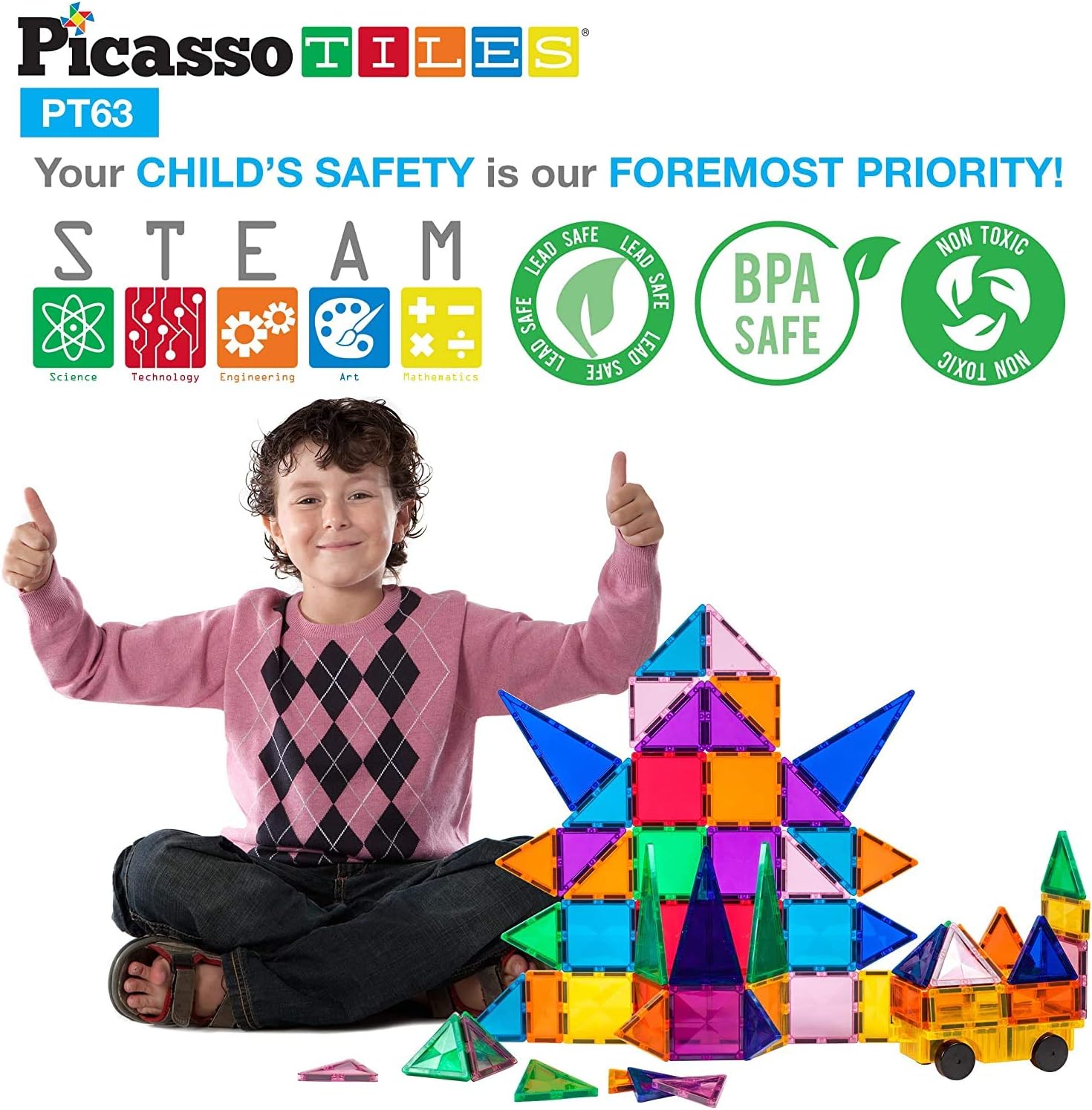 PicassoTiles 30 Pcs Race Car Track  63 Pcs Magnetic Block Toy Building Set Tiles Magnet DIY Playset 2 Race Car Trucks Toys STEM Learning Construction Kit HandEye Coordination Fine Motor SkillPicassoTiles 30 Pcs Race Car Track  63 Pcs Magnetic Block Toy Building Set Tiles Magnet DIY Playset 2 Race Car Trucks Toys STEM Learning Construction Kit HandEye Coordination Fine Motor Skill