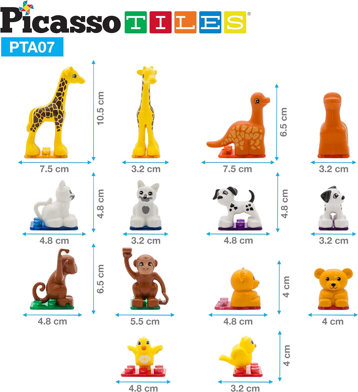 PicassoTiles 7pc Animal Action Figure  Farm Theme Bristle Blocks Magnetic Pretend Playset HandEye Coordination Training 100pcs Building Blocks Tiles Educational STEM Learning Construction PlaysetPicassoTiles 7pc Animal Action Figure  Farm Theme Bristle Blocks Magnetic Pretend Playset HandEye Coordination Training 100pcs Building Blocks Tiles Educational STEM Learning Construction Playset
