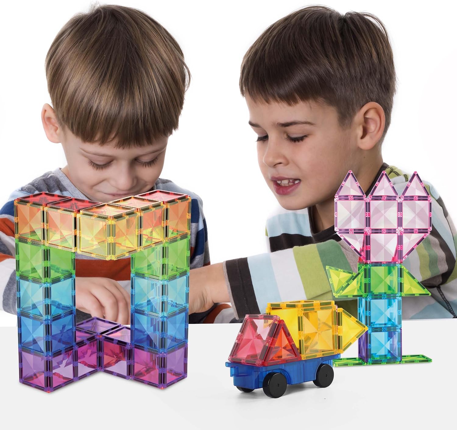 PicassoTiles 80 Pieces Magnetic Building Blocks Tiles Magnet Toys Diamond Toy Building Block Construction Set for STEM Sensory Toys Gifts Educational Playset Kid Brain Development Stacking BlocksDiamond