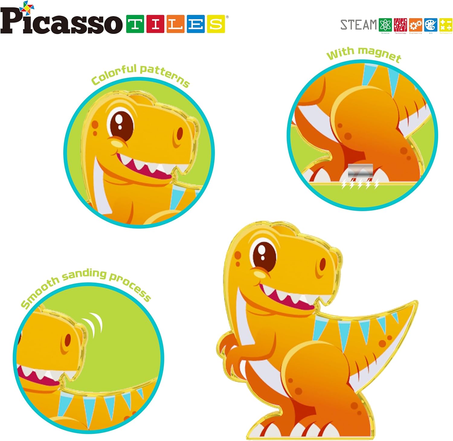 PicassoTiles 8pc Magnet Tiles Building Blocks 8 Dinosaur Magnetized Action Figures Compatible Magnetic Construction Build and Play Tile Accessory Toy STEAM Educational Learning Toys Kids Ages 3 PTA23PicassoTiles 8pc Magnet Tiles Building Blocks 8 Dinosaur Magnetized Action Figures Compatible Magnetic Construction Build and Play Tile Accessory Toy STEAM Educational Learning Toys Kids Ages 3 PTA23