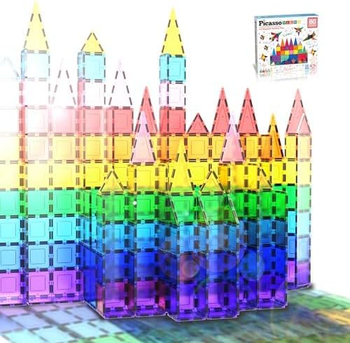 PicassoTiles Building Bundle 80PC Diamond  60PC Magnet Tiles Construction Blocks Playset STEAM Educational Toy for Creative Fun and Learning Construction Play Design Art Gift Idea for KidsPicassoTiles Building Bundle 80PC Diamond  60PC Magnet Tiles Construction Blocks Playset STEAM Educational Toy for Creative Fun and Learning Construction Play Design Art Gift Idea for Kids