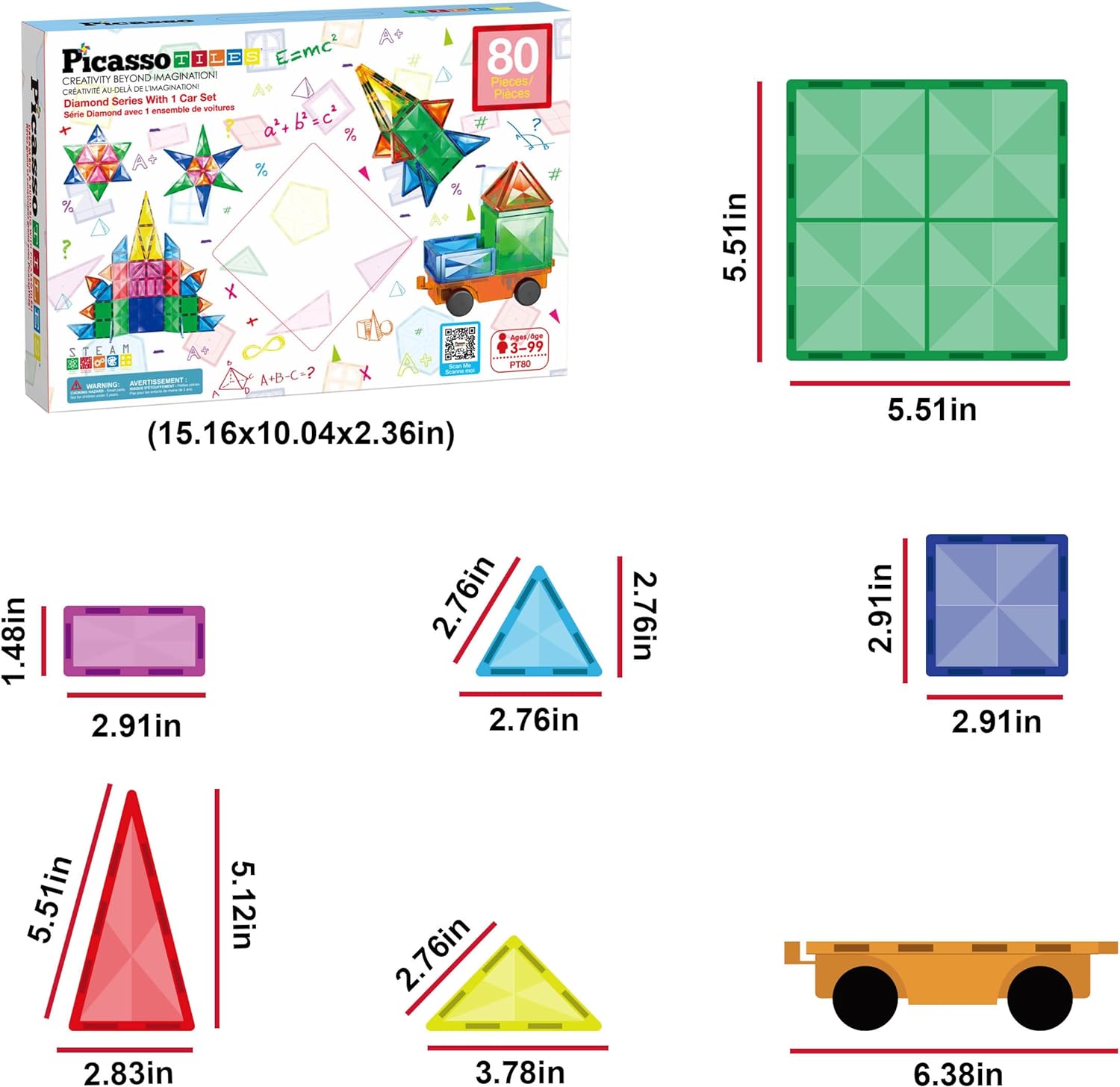 PicassoTiles Building Bundle 80PC Diamond  60PC Magnet Tiles Construction Blocks Playset STEAM Educational Toy for Creative Fun and Learning Construction Play Design Art Gift Idea for KidsPicassoTiles Building Bundle 80PC Diamond  60PC Magnet Tiles Construction Blocks Playset STEAM Educational Toy for Creative Fun and Learning Construction Play Design Art Gift Idea for Kids