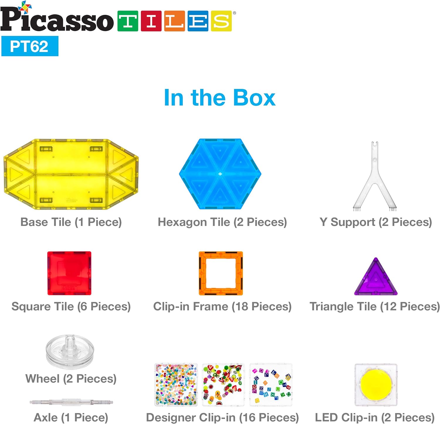 PicassoTiles Kids Toy Building Block Ferris Wheel Set LED Light Children Construction Kit Magnet Tiles Magnetic STEM Interlocking Playboard Educational Learning Stacking Blocks Brain Development PT6262pc