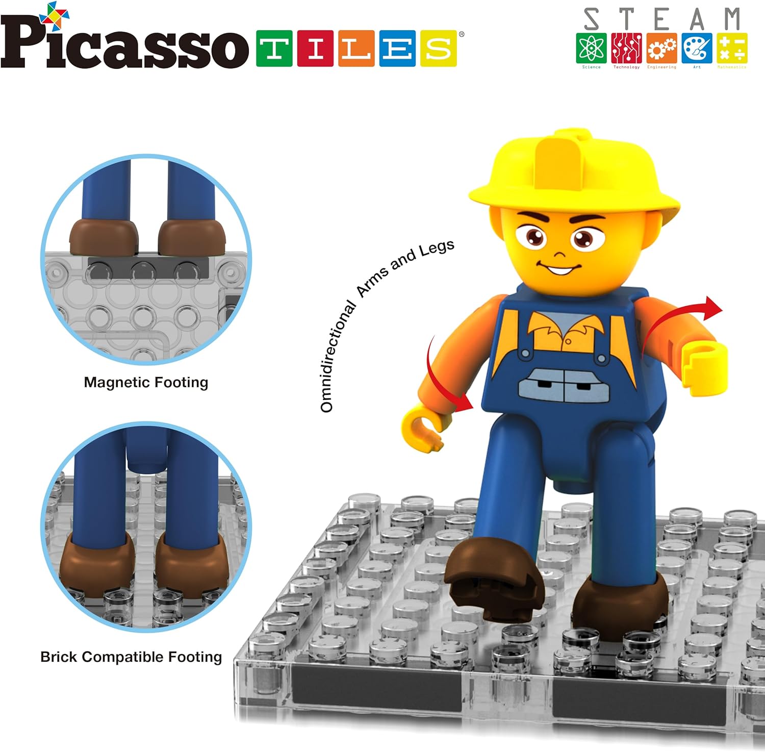 PicassoTiles Magnet Tiles Building Block 2in1 Excavator amp Backhoe Brick Compatible Construction Playset with Car Base Magnetic Character Action Figure STEM Educational Learning Toy Kit Age 3 PTU04PicassoTiles Magnet Tiles Building Block 2in1 Excavator amp Backhoe Brick Compatible Construction Playset with Car Base Magnetic Character Action Figure STEM Educational Learning Toy Kit Age 3 PTU04