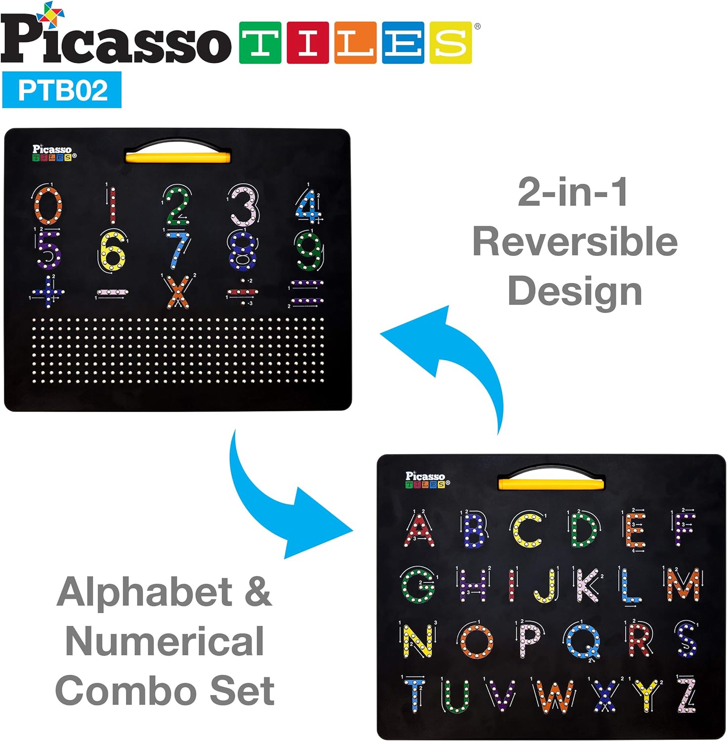 PicassoTiles Magnetic Board Alphabet  Number  Freestyle Writing 2in1 ABC AZ Upper Case Capital and Lowercase Letter Writing Reading Playboard 12x10 inch Large Magnet Tablet Pad Erasable ReusablePicassoTiles Magnetic Board Alphabet  Number  Freestyle Writing 2in1 ABC AZ Upper Case Capital and Lowercase Letter Writing Reading Playboard 12x10 inch Large Magnet Tablet Pad Erasable Reusable