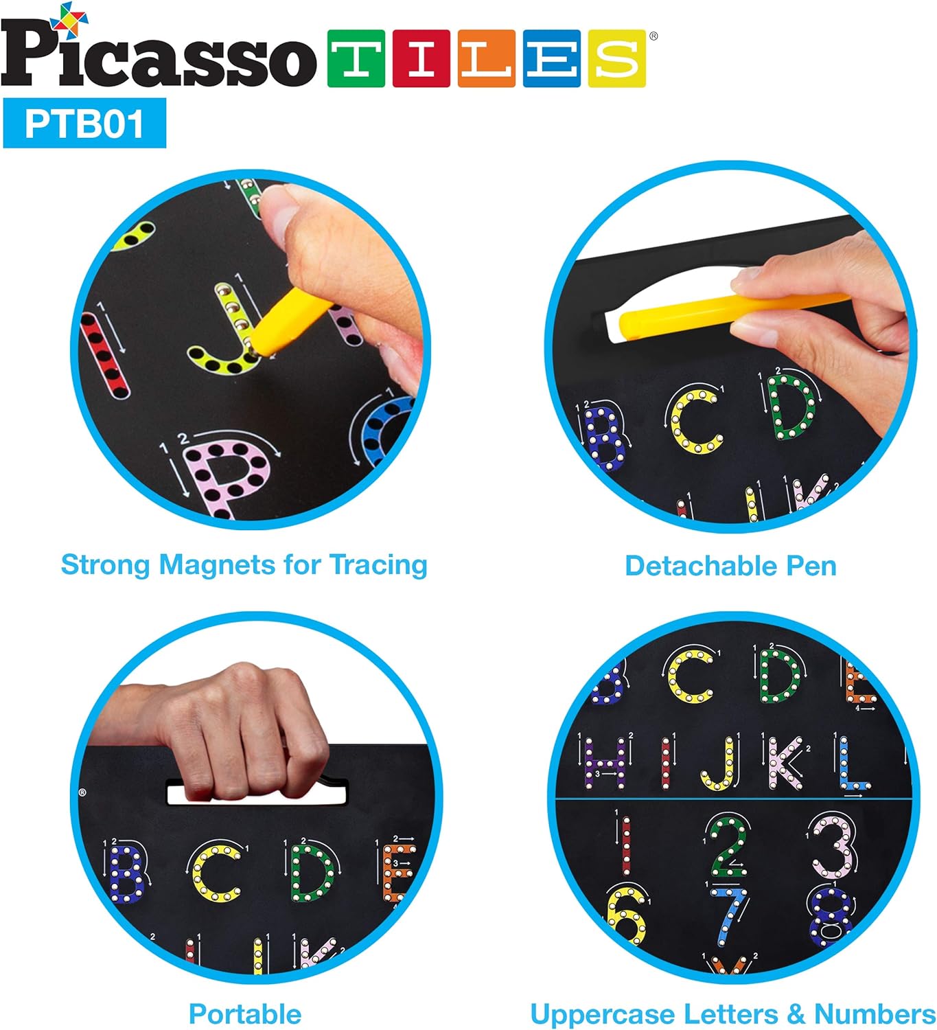 PicassoTiles Magnetic Board Alphabet  Number  Freestyle Writing 2in1 ABC AZ Upper Case Capital and Lowercase Letter Writing Reading Playboard 12x10 inch Large Magnet Tablet Pad Erasable ReusablePicassoTiles Magnetic Board Alphabet  Number  Freestyle Writing 2in1 ABC AZ Upper Case Capital and Lowercase Letter Writing Reading Playboard 12x10 inch Large Magnet Tablet Pad Erasable Reusable