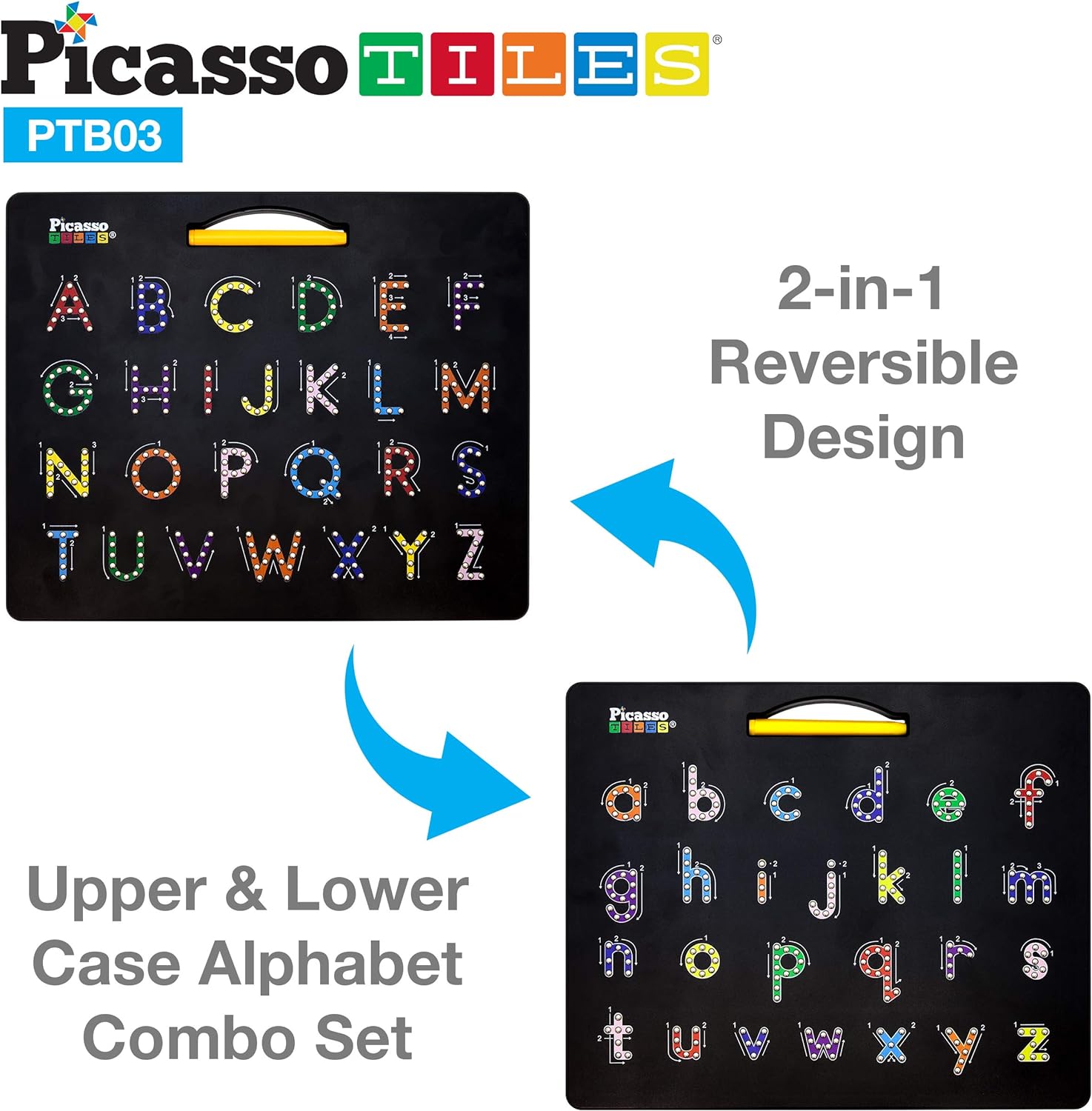 PicassoTiles Magnetic Board Alphabet  Number  Freestyle Writing 2in1 ABC AZ Upper Case Capital and Lowercase Letter Writing Reading Playboard 12x10 inch Large Magnet Tablet Pad Erasable ReusablePicassoTiles Magnetic Board Alphabet  Number  Freestyle Writing 2in1 ABC AZ Upper Case Capital and Lowercase Letter Writing Reading Playboard 12x10 inch Large Magnet Tablet Pad Erasable Reusable
