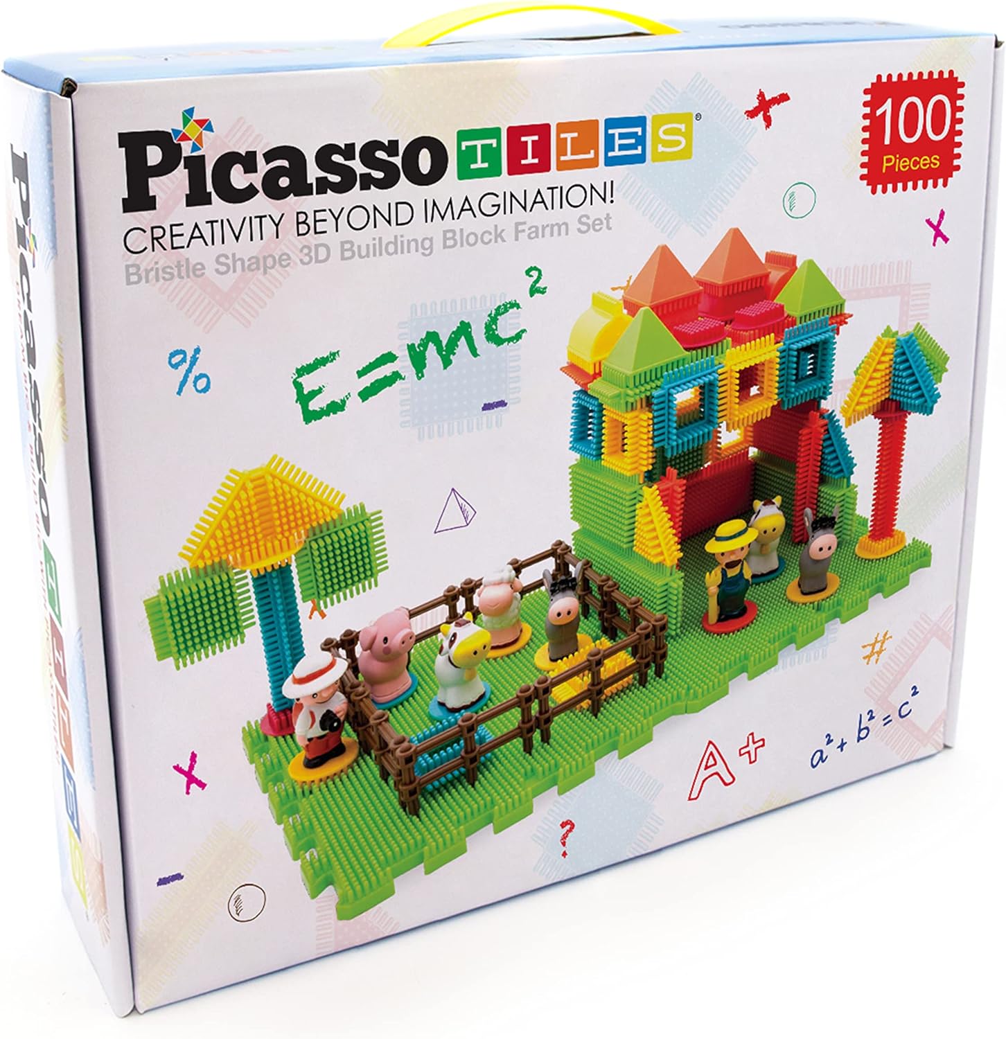 PicassoTiles PTB100 100pcs Bristle Shape 3D Building Blocks Tiles Farm Theme Set Learning Playset STEM Toy Set Educational Kit Child Branin Development Preschool Kindergarten ToyPicassoTiles PTB100 100pcs Bristle Shape 3D Building Blocks Tiles Farm Theme Set Learning Playset STEM Toy Set Educational Kit Child Branin Development Preschool Kindergarten Toy
