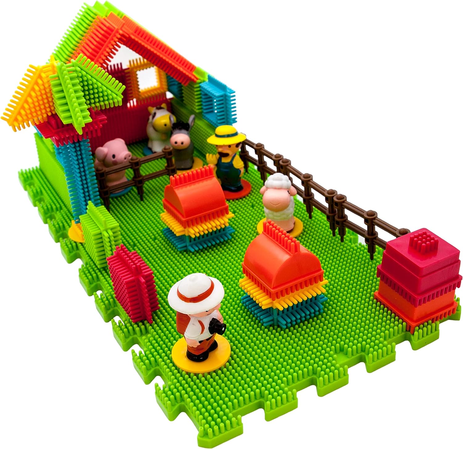 PicassoTiles PTB100 100pcs Bristle Shape 3D Building Blocks Tiles Farm Theme Set Learning Playset STEM Toy Set Educational Kit Child Branin Development Preschool Kindergarten ToyPicassoTiles PTB100 100pcs Bristle Shape 3D Building Blocks Tiles Farm Theme Set Learning Playset STEM Toy Set Educational Kit Child Branin Development Preschool Kindergarten Toy