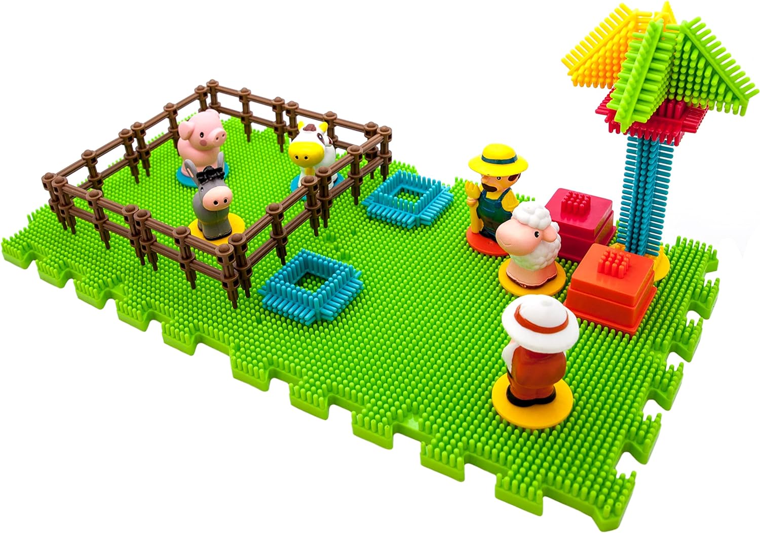 PicassoTiles PTB100 100pcs Bristle Shape 3D Building Blocks Tiles Farm Theme Set Learning Playset STEM Toy Set Educational Kit Child Branin Development Preschool Kindergarten ToyPicassoTiles PTB100 100pcs Bristle Shape 3D Building Blocks Tiles Farm Theme Set Learning Playset STEM Toy Set Educational Kit Child Branin Development Preschool Kindergarten Toy